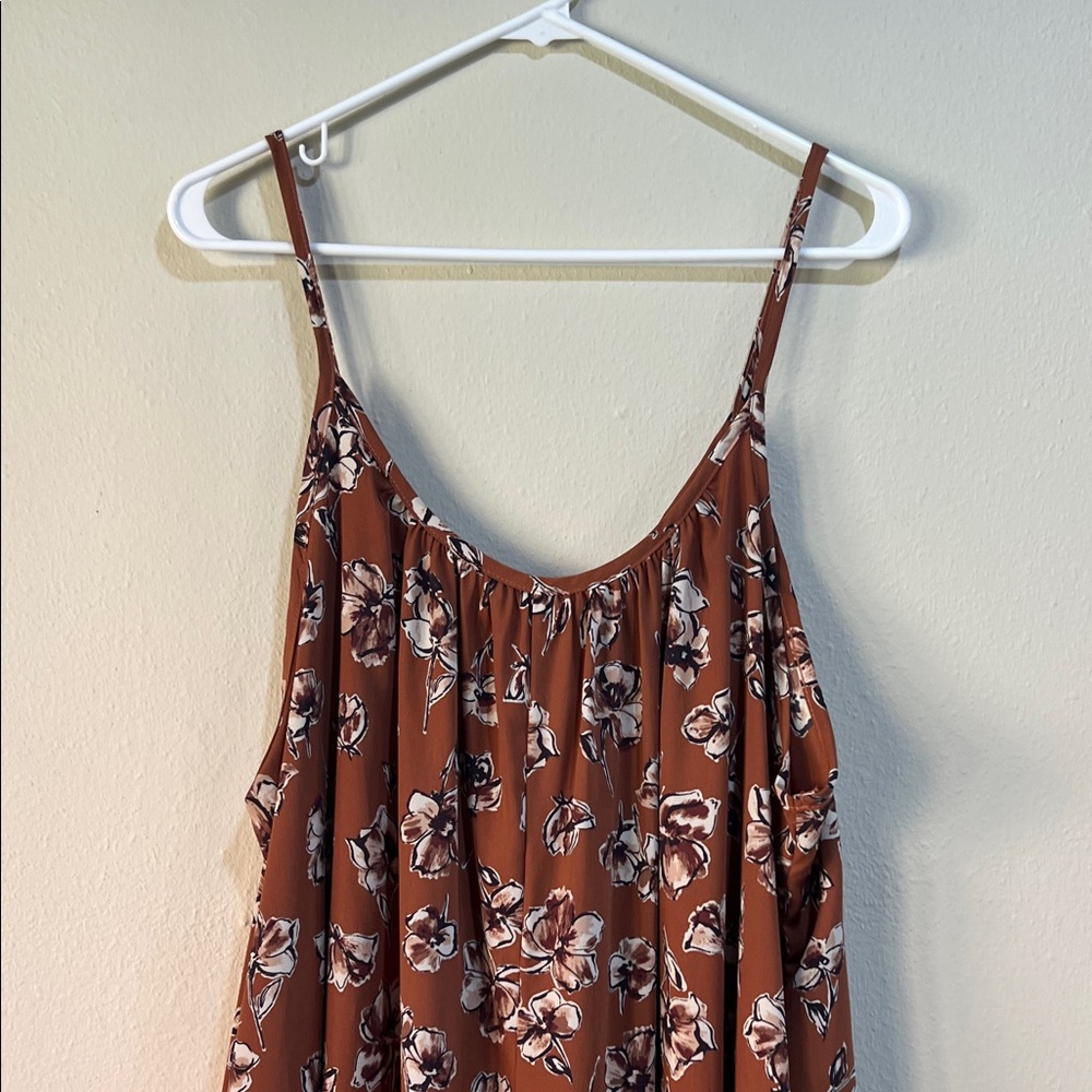 Rust Floral Maxi Slip Dress with Adjustable Straps - Picture 2 of 8